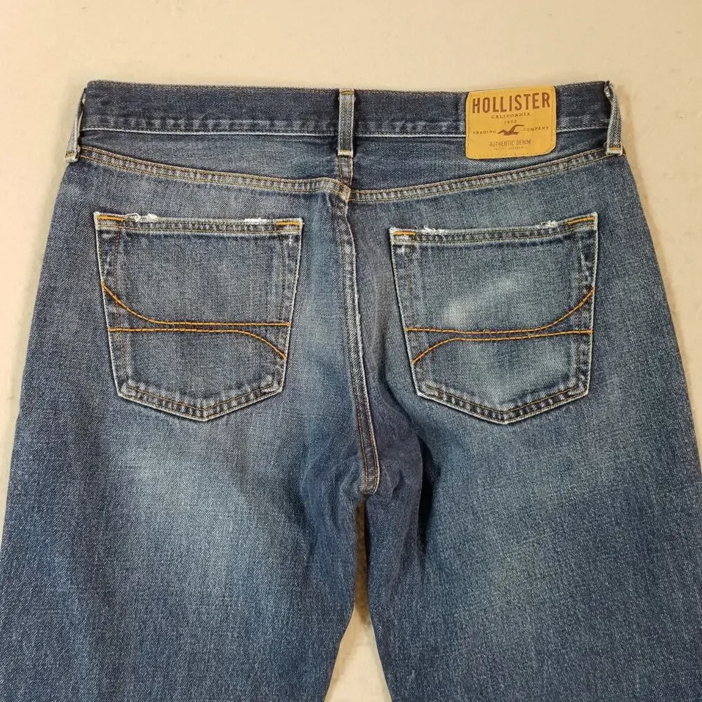 Hollister jeans men's 34x32 relaxed straight blue denim pants button fly